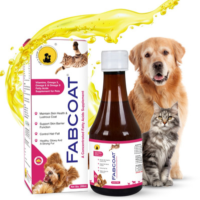 Tail & Collar Club Fabcoat dog & Cat wellness with Omega 3,6 &9 Pet Health Supplements(200 ml)