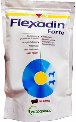 Vetoquinol FLEXADIN FORTE JOINT SUPPORT CHEWABLE TABLETS FOR DOGS & CATS 60 CHEWS Pet Health Supplements(60 Pieces)