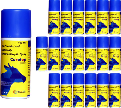 vet cure quick Curetop Herbal Antiseptic Spray for Cattle, Buffalo, Goat, Dog & Pets – 100 ml Pet Health Supplements(20 Pieces)