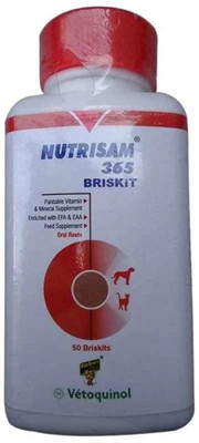 Vetoquinol Nutrisam 365 Briskit Vitamin and Mineral Supplement For Dogs and Cat Pet Health Supplements(50 Pieces)