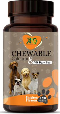 ANC Chewable Calcium & Vit D3, B12 Chicken Flavor Dog Tablets Helps Bone Health Pet Health Supplements(120 Pieces)