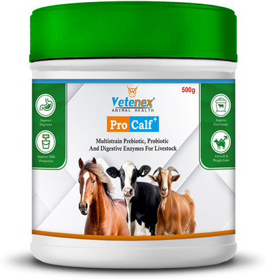 VETENEX Pro Calf Plus - Probiotic, Prebiotic & Enzyme Supplement for Cattle, Buffalo Pet Health Supplements(500 g)