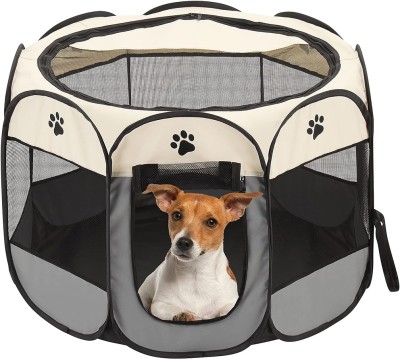 HANNEA Foldable Pet Playpen Breathable Indoor Pet Fence Pet Enclosure with Mesh Window Dog, Cat Hutch