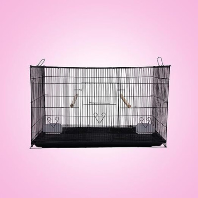 HARA ENTERPRISES 2.5ft Black Bird Cage for Budgies, Finches, Lovebirds & Free Toys Bird Cage