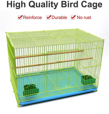 PetJoy Iron Green Bird Cage with Feeding Cup, 1 Pole with Secure Lock,18 Inch Bird, Hamster, Rabbit Cage