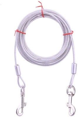 NIRVA Dog TieOut Cable Double Heads Chew Resistant Pet Safety Rope 450 cm Dog Chain Leash(Silver)