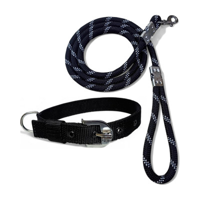PETHUB MART Dog Belts Set – Heavy Quality 12mm Dog Leash with 1 Inch Adjustable Dog Collar Dog & Cat Collar & Leash(Medium, Black)