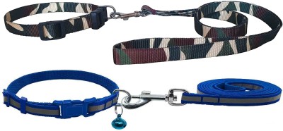 W9 Pack of 2 Nylon Puppy Collar and Leash Set-for Small Puppy-1.5 CM x 120 CM 120 cm Dog Strap Leash(Blue, Green)