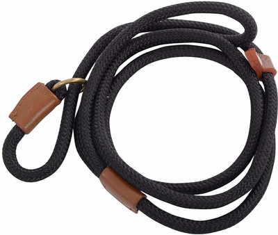 VamaLeathers British Style Slip Leash Length - 5 Feet, Thickness - 1 Cm 152.4 cm Dog Cord Leash(Black)