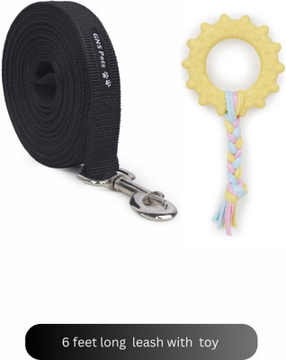 GNS PETS 6 feet leash Dog puppy pet toy combo Swivel clasp Nylon Webbing 180 cm Dog Strap Leash(Black)