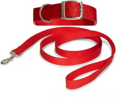 Smart Doggie Smart Doggie Dog Collar and Leash Combo in Adjustable For Large Dog 142 cm Dog Strap Leash(Red)