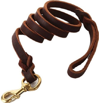 BLESSING PET PRODUCT Blessing Leather leash with brass hook 6 feet length 305 cm Dog Cord Leash(Brown)