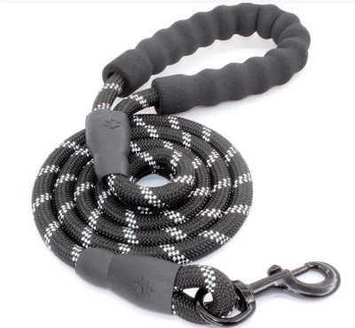 Atharva Atharva Stylish Heavy-Duty Reflective Comfortable Padded Handle Nylon Dog Leash 125 cm Dog & Cat Cord Leash(Black)