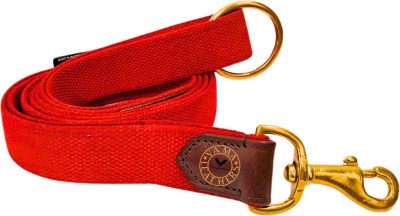 VamaLeathers Strong Leash - Natural Cotton & Leather - Soft & No Sweat in Hand - Patent Applied Dual Handle Functionality - For Medium Size Dog 5 cm Dog Strap Leash(Red)