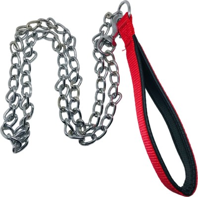 PetValley Dog Leash, Metal Dog Leash Dog Chain with Padded Handle for Medium Red Color 125 cm Dog & Cat Strap Leash(Red)
