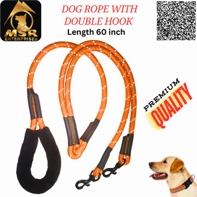 MSR MSR Strong Dog Rope Leash with Double Hook for Training & Daily Use, Size : S 152.4 cm Dog Cord Leash(Orange)