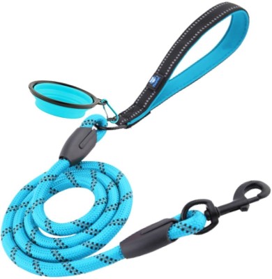 Hank Dog Rope - Heavy Duty Dog Leash - Medium to Large Dogs (Blue Leash + Bowl) 152.4 cm Dog & Cat Cord Leash(Blue, Black)