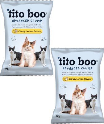 Tito Boo Advanced Clump Cat Litter Total 10kg+2Kg Free=12Kg Lemon Scented Smart Bentonite Pet Litter Tray Refill