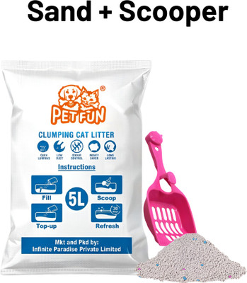 PET FUN Clumping Cat Litter Sand 5L with Scooper Pet Litter Tray Refill