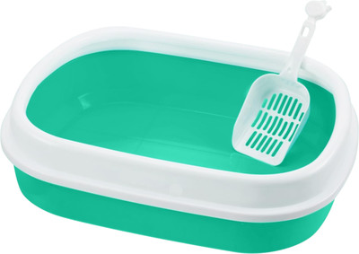 Foodie Puppies Cat Litter Tray with Rim Set for Cat & Kitten (Large Tray with Rim - Turquoise) Pet Litter Tray Refill