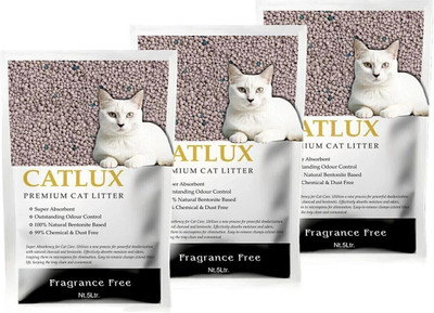 CATLUX Premium Bentonite Cat Litter - 12kg (Pack of 3) | Unscented | Super Absorbent Pet Litter Tray Refill