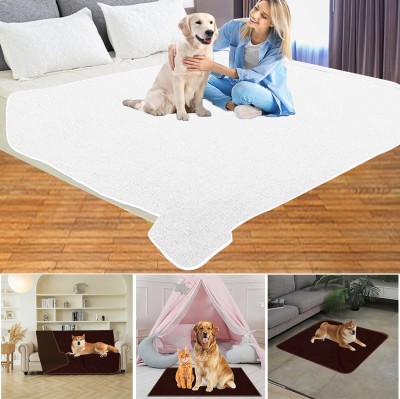 ADBENI HOME 55x39 Inch White Waterproof Terry Cartridge Dog Pet Mat