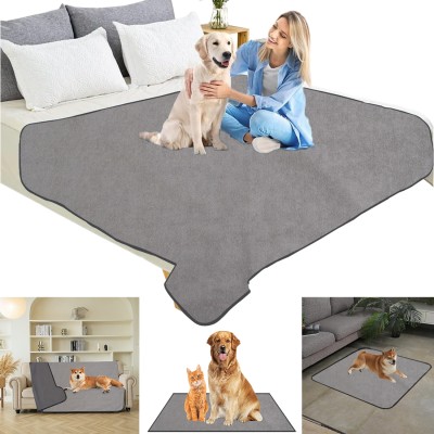 ADBENI HOME 63x43 Inch Grey Waterproof Terry Cartridge Dog Pet Mat