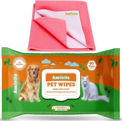 Amorite Reusable Washable Pee Pads-Puppies Washable Dog/Cat Diapers Salmon Rose With Pet Wipes Dog, Cat Pet Mat