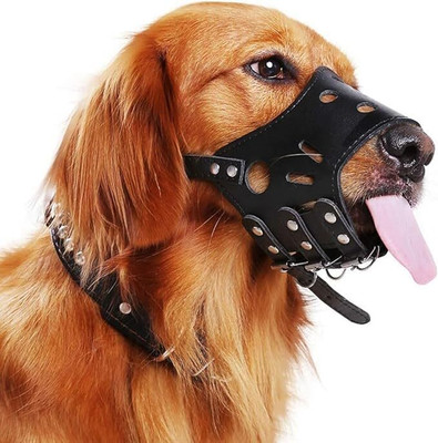 OM ZEE Durable Leather Dog Muzzle for Training Sessions Medium Other Dog Muzzle(MULTICOLOR)