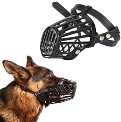 OM ZEE Muzzle Medium Strips Dog Muzzle(Black)