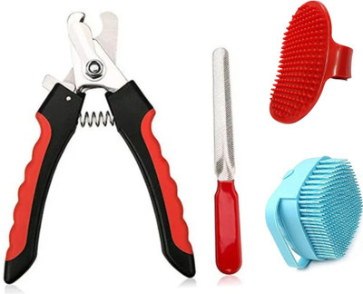 GPET Dog nail cutter large size silicone Bath brush And Bath Scrubber in combo pack Scissor Nail Clipper(For Dog, Cat)