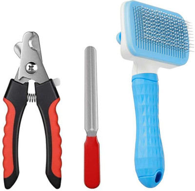 sa retail Dog nail cutter with filer & slicker brush in large size 2 in 1 combo pack Grinder Nail Clipper(For Dog & Cat)