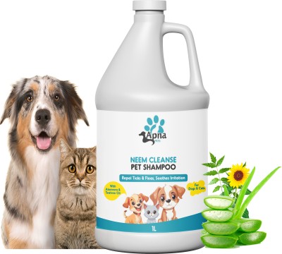 Apnapets Herbal Pet Shampoo | Puppy Safe Shampoo Allergy Relief, Anti-dandruff, Anti-fungal, Anti-itching, Anti-Bacterial, Flea and Tick Neem Dog Shampoo(1 L)