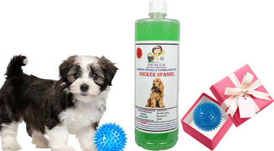 swacch Cocker Spaniel Dog Shampoo + Rubber Spike Ball Chew Toy Combo Pack Conditioning Neem Alovera Dog Shampoo(1 L)