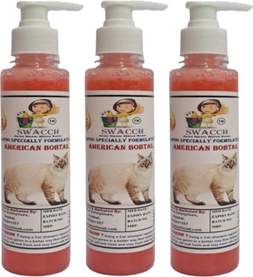 swacch Premium Shampoo For American Bobtail (200ml) (Pack of 3) Conditioning Strawberry Cat Shampoo(600 ml)