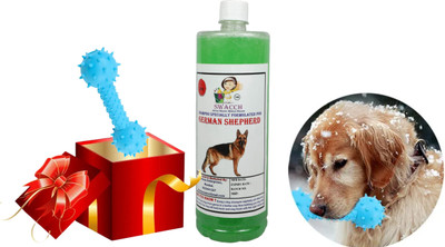swacch Dog Shampoo + Dumbbell Toy & Teeth Cleaning Rubber Chew Toy I German Shepherd Conditioning Neem Alovera Dog Shampoo(1 L)
