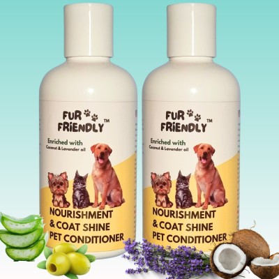 FUR FRIENDLY Nourishment & Coat Shine Conditioner | 200 ml (Pack of 2) Conditioning Natural Fragrance Dog Shampoo(400 ml)