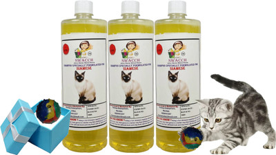 swacch Siamese Cat Shampoo + Rubber Musical Ball , Interactive Playing Ball , Conditioning Lemon Cat Shampoo(3 L)