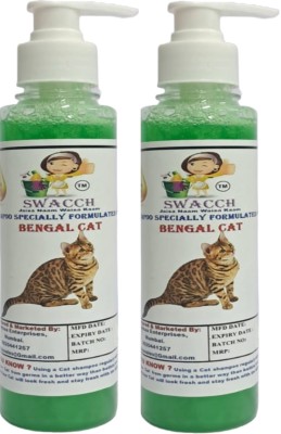 swacch Premium Shampoo For Bengal Cat (200ml) (Pack of 2) Conditioning Neem Alovera Cat Shampoo(400 ml)