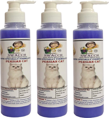 swacch Premium Shampoo For Persian Cat (200ml) (Pack of 3) Conditioning Lavender Cat Shampoo(600 ml)