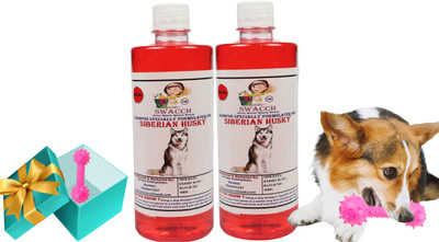 swacch Dog Shampoo + Rubber Dumbbell Toy I Playing & Teeth Cleaning I Siberian Husky Conditioning Strawberry Dog Shampoo(1 L)