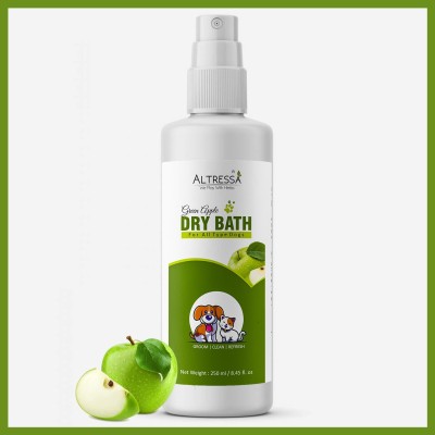 ALTRESSA Green Apple Dry Bath No Rinse Liquid Pet Shampoo Cleaning Odor Removal for Fresh Flea and Tick, Allergy Relief, Anti-parasitic Green Apple Dog Shampoo(250 ml)