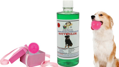 swacch Rottweiler Dog Shampoo With Spike Ball Chew Toy Combo Pack Conditioning Neem Alovera Dog Shampoo(500 ml)