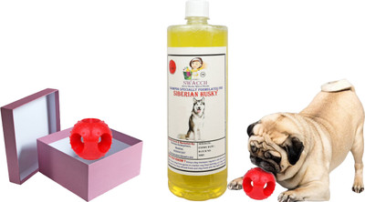 swacch Siberian Husky Dog Shampoo + Goofy Ball Chew Toy Combo Pack Conditioning Lemon Dog Shampoo(1 L)