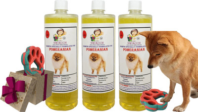 swacch Pomeranian Dog Shampoo + Paw Shape I Rubber Toy For Teething , Playing Conditioning Lemon Dog Shampoo(3 L)