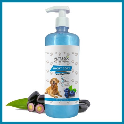 ALTRESSA Short Coat Pet Shampoo for Shiny & Smooth Hair, Java Plum, Neem & Aloe Extracts Allergy Relief, Anti-itching, Anti-parasitic Java Plum Fragrance Dog Shampoo(500 ml)