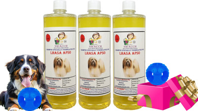 swacch Lhasa Apso Dog Shampoo + Goofy ball Rubber Chew Toy Combo Pack Conditioning Lemon Dog Shampoo(3 L)