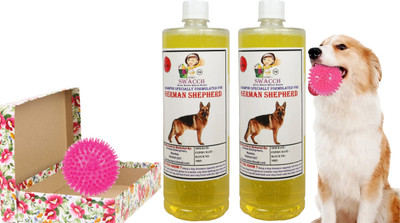 swacch German Shepherd Dog Shampoo + Rubber Spike Ball Chew Toy Combo Pack Conditioning Lemon Dog Shampoo(2 L)