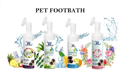 THE DDS STORE No-Rinse Paw Cleaner Foam, Pet Footbath Cleaner Combo Pack 150 ml x 4 = 600ml Allergy Relief, Anti-dandruff, Anti-fungal, Anti-itching, Anti-microbial, Anti-parasitic Neem & Aloevera, Lemon, Floral, Mix Fruit Dog Shampoo(600 ml)
