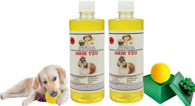 swacch Shih Tzu Dog Shampoo + Spike Ball Chew Toy Combo Pack Conditioning Lemon Dog Shampoo(1 L)